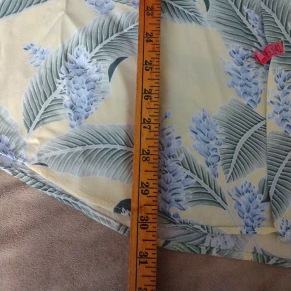 Vintage Hawaiian Men's Camp Shirt XXL Yellow Blue Palm Print Rayon Beach Casual - Picture 9 of 11